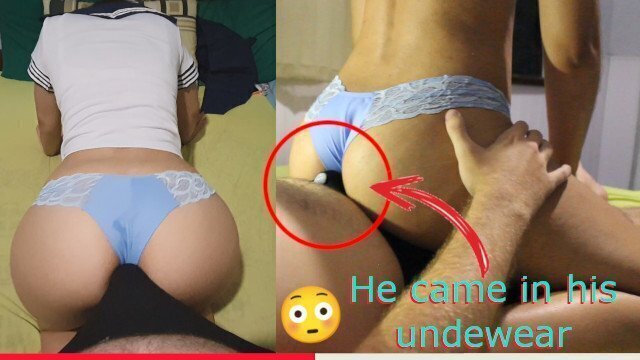 Cute girl yr's) japanese schoolgirl uniform humping till pants, assjob