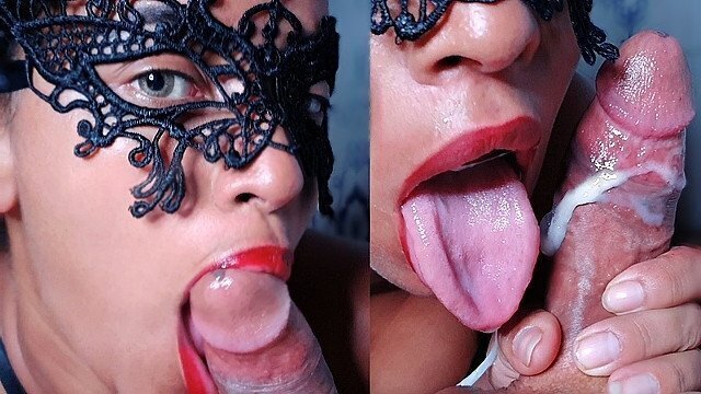 Gostosa olhos claros fazendo boquete delicioso, sabe como satisfazer mamada sexy