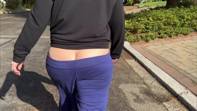 Public Neighbor Walk With Bubble Butt Peaking