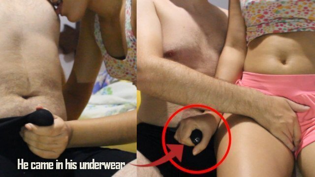 Teasing till through underwear, blowjob, lapdance, handjob