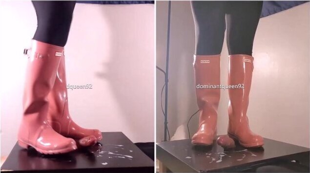 Amateur Breaking in BRAND NEW Pink Hunter Boots Bootjob