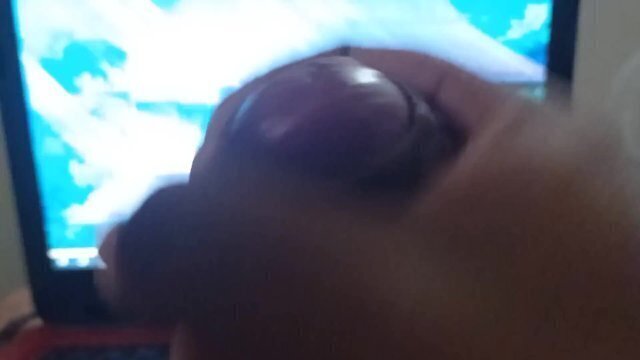 Nerdy watching Hentai Cumming with Maid