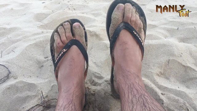 SAND FLIP FLOPS PUBLIC NUDIST BEACH FEET SOCKS SERIES MANLYFOOT EPISODE