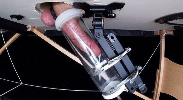 Milking Table Machine Pumps My Cock Dry