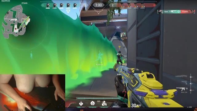 Gamer girl playing with boobs while playing video game