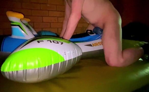 Blue Intex Strike plane fuck waterbed