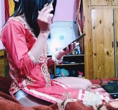 Waiting For Tips During Web Cam Show Smoking Cigarette