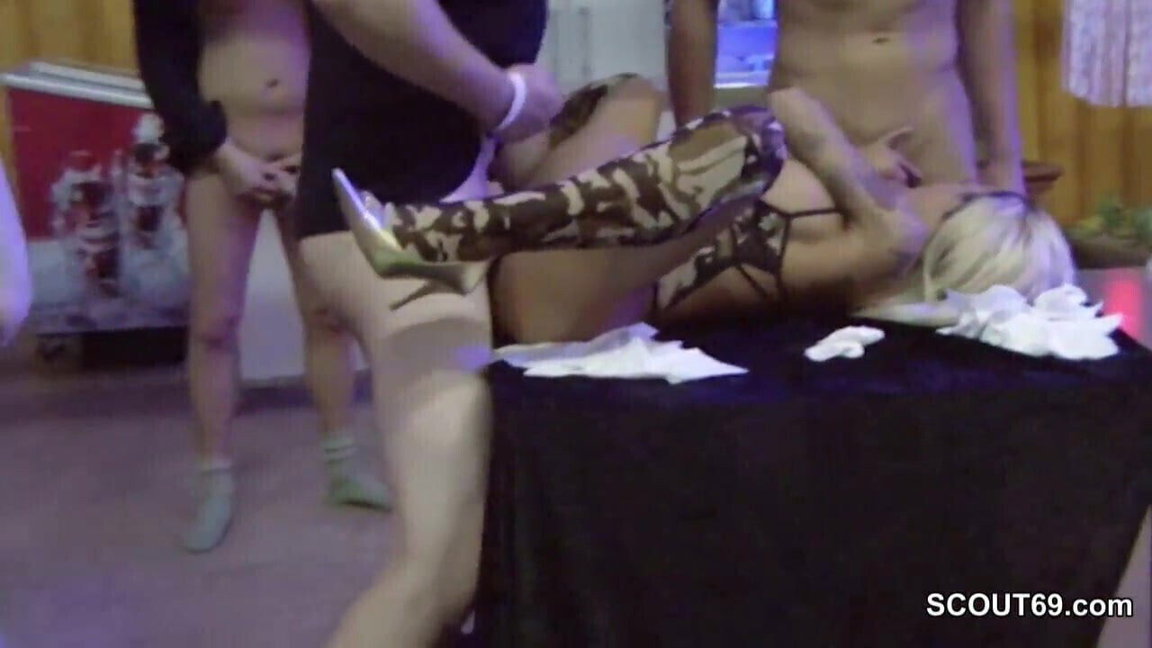 German Pornstar SEXY CORA Gangbang with Part