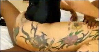 Great black tattoo arse riding shot)