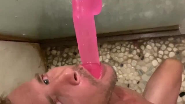 Cute having with dildo shower