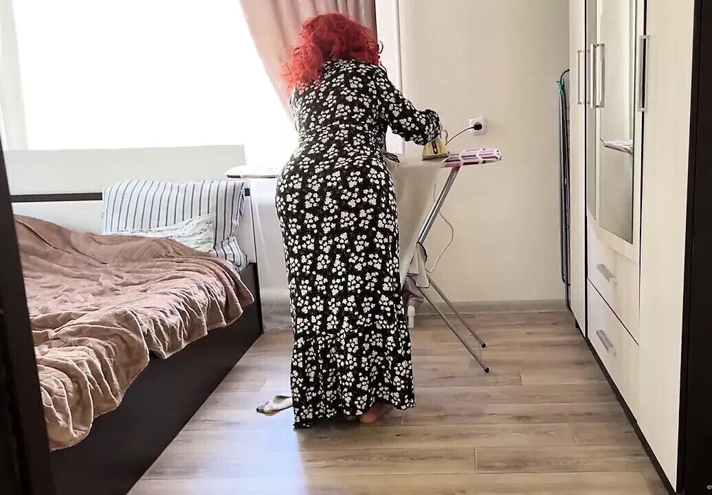 Milf ironing clothes feels there will with butt