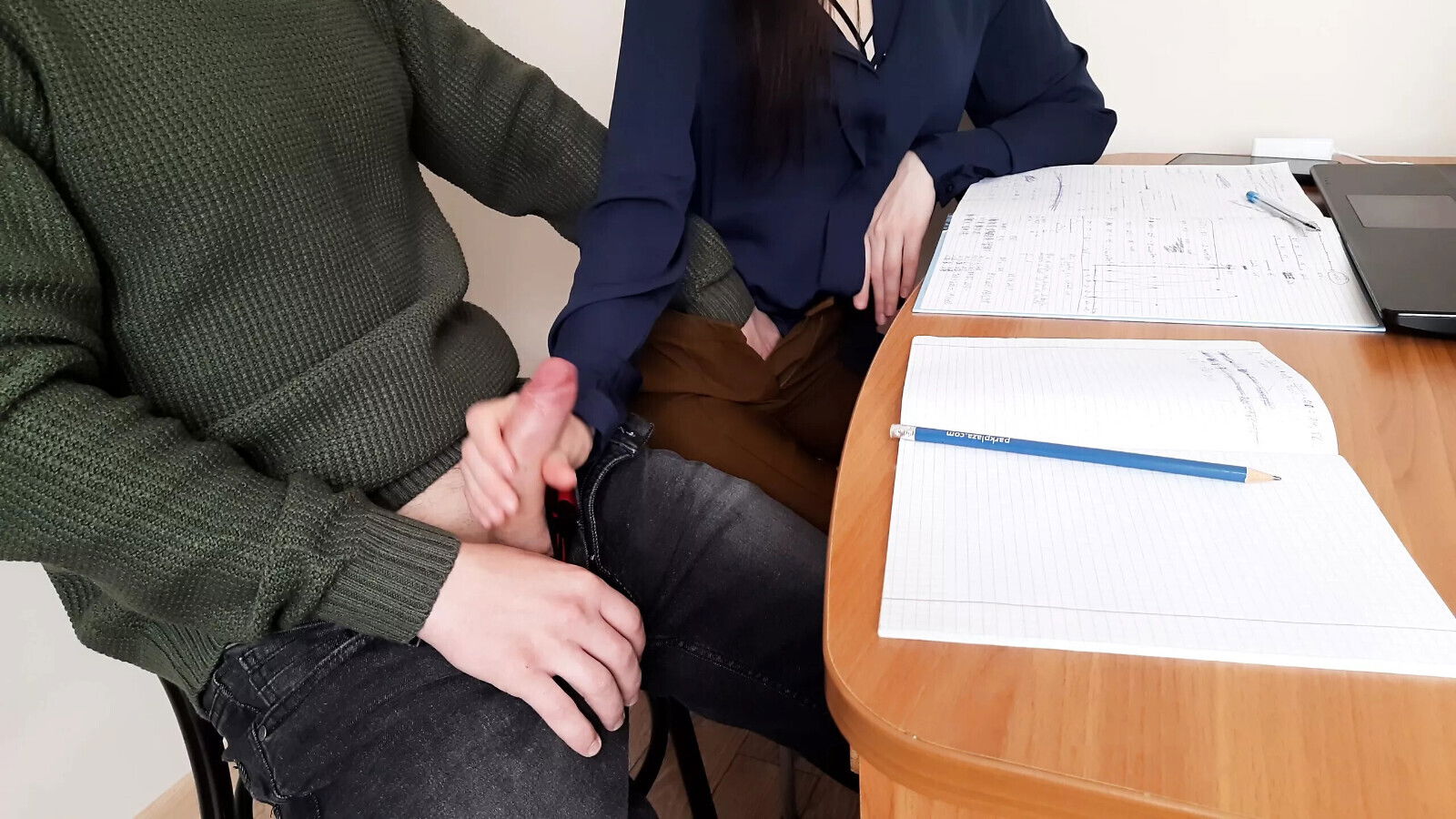 can't listen lesson quietly. fucked colleague during online classes