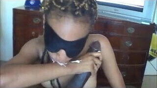 Ebony sucking dick with cream syrup