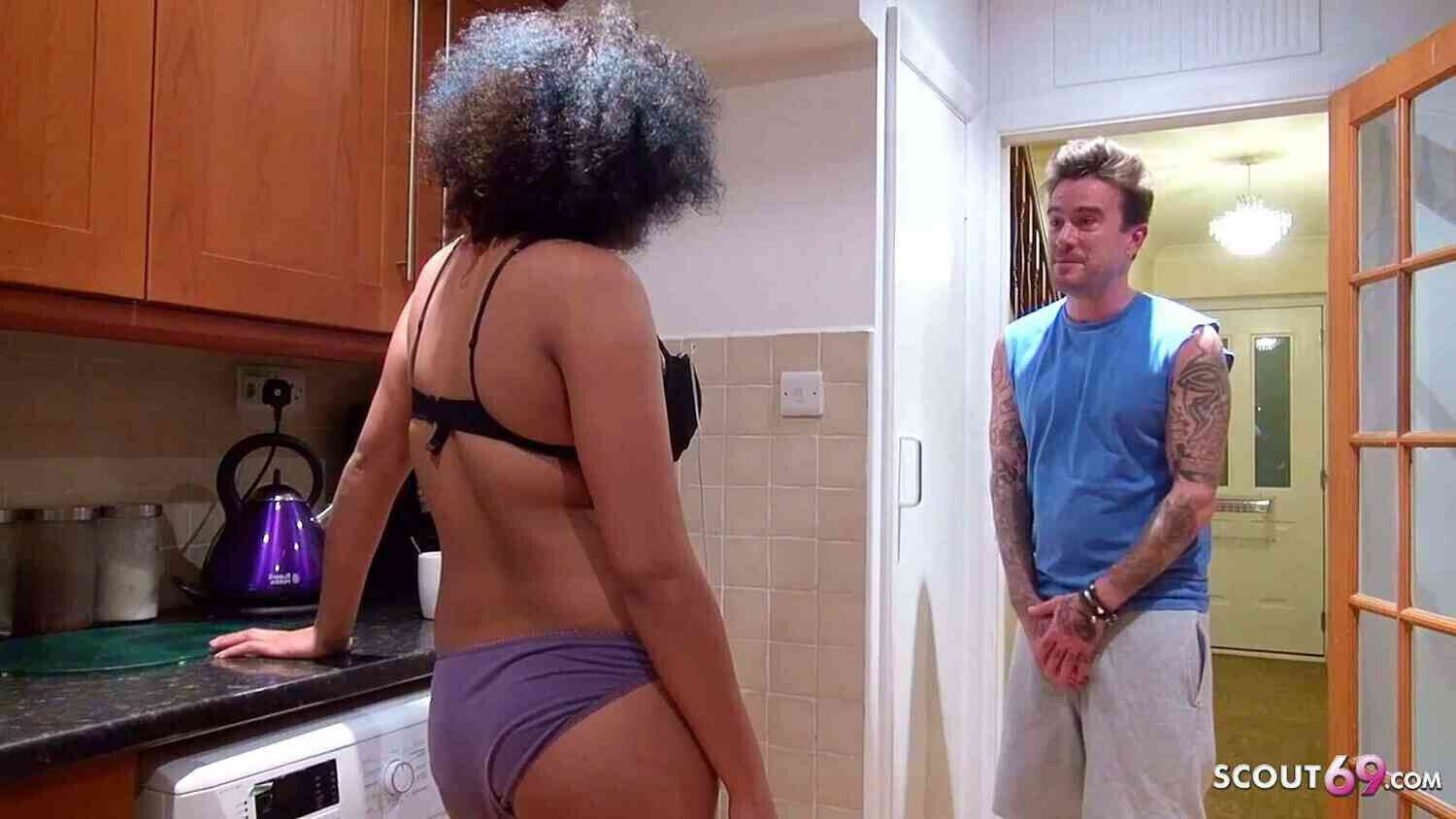 Mature Stepmom helps with Morning Bulge with