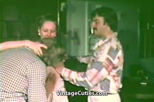 Hairy Waitress Sex Servicing two Guys (1970s Vintage)