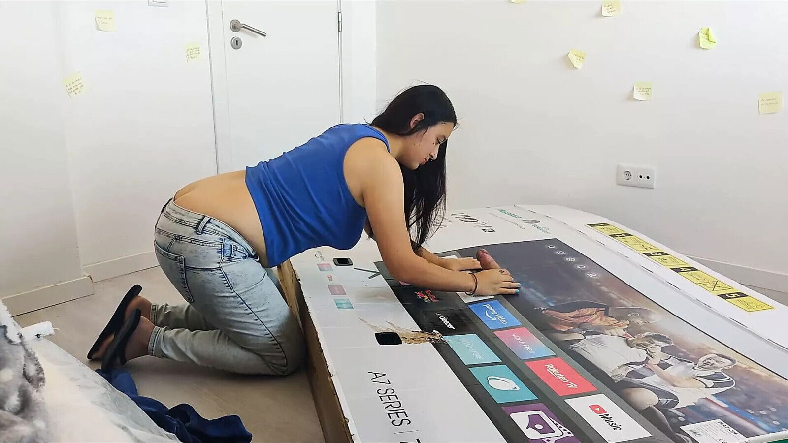 Fucking friend's mother through hole box, thought husband