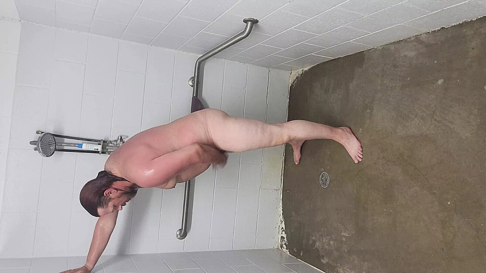 husband taking quick shower
