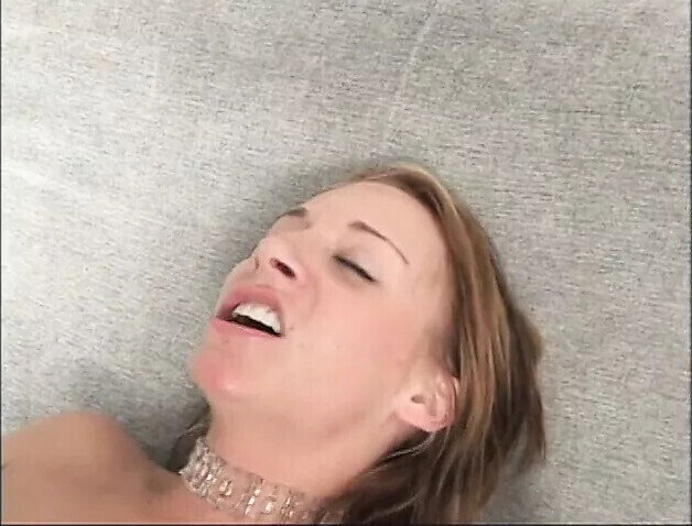 Freaky white whore rides black while getting dildo