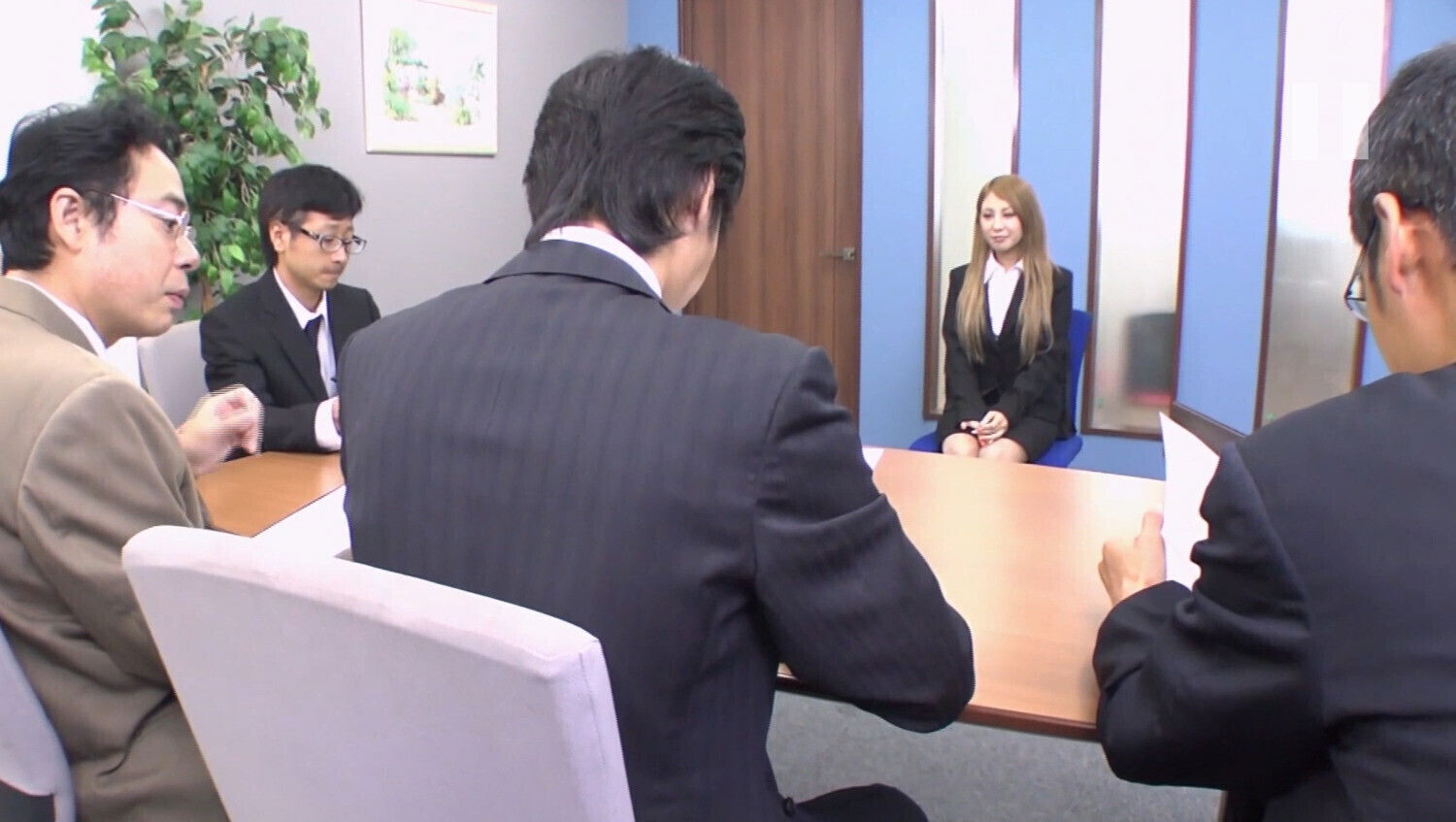 After interview, Japanese teen gets fucked boss