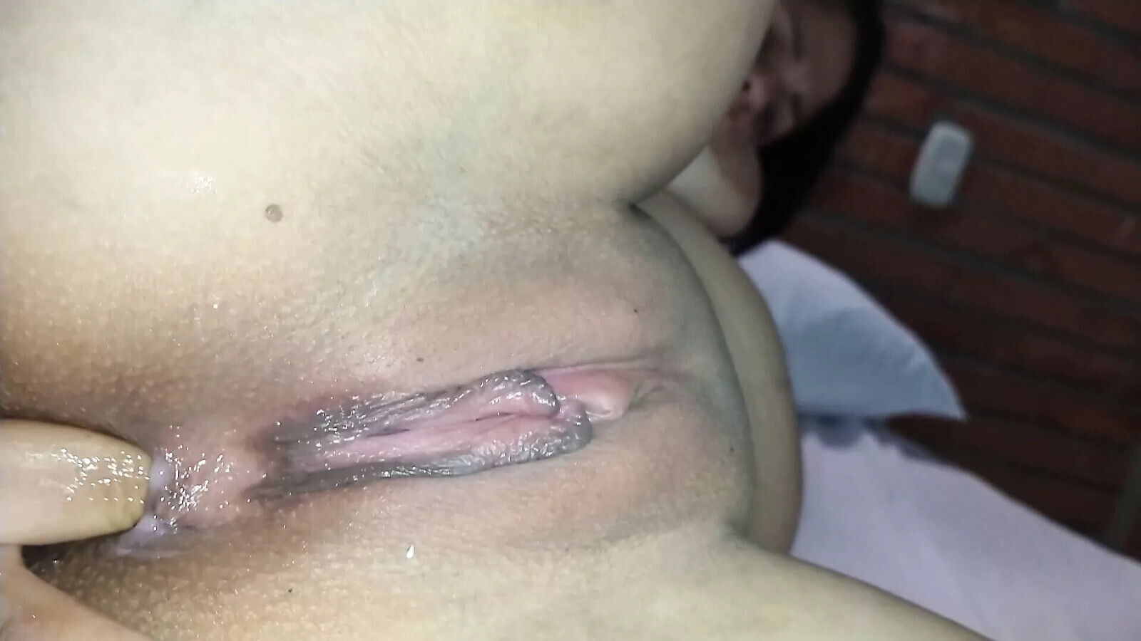 masturbating pussy with vibrator fucking with cuckold hubby