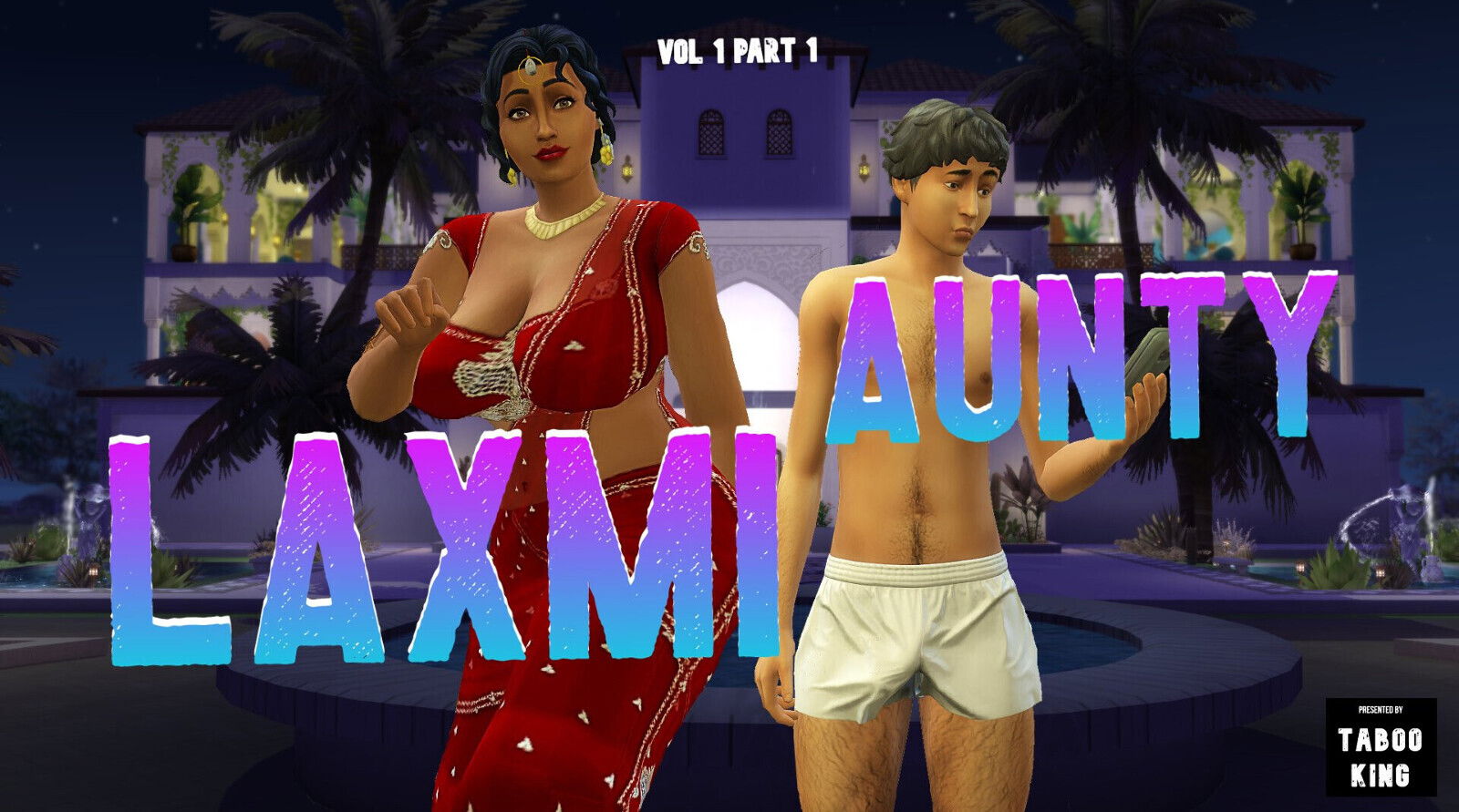 Part Desi Satin Silk Saree Aunty Lakshmi seduced young Wicked Whims (Hindi Version)