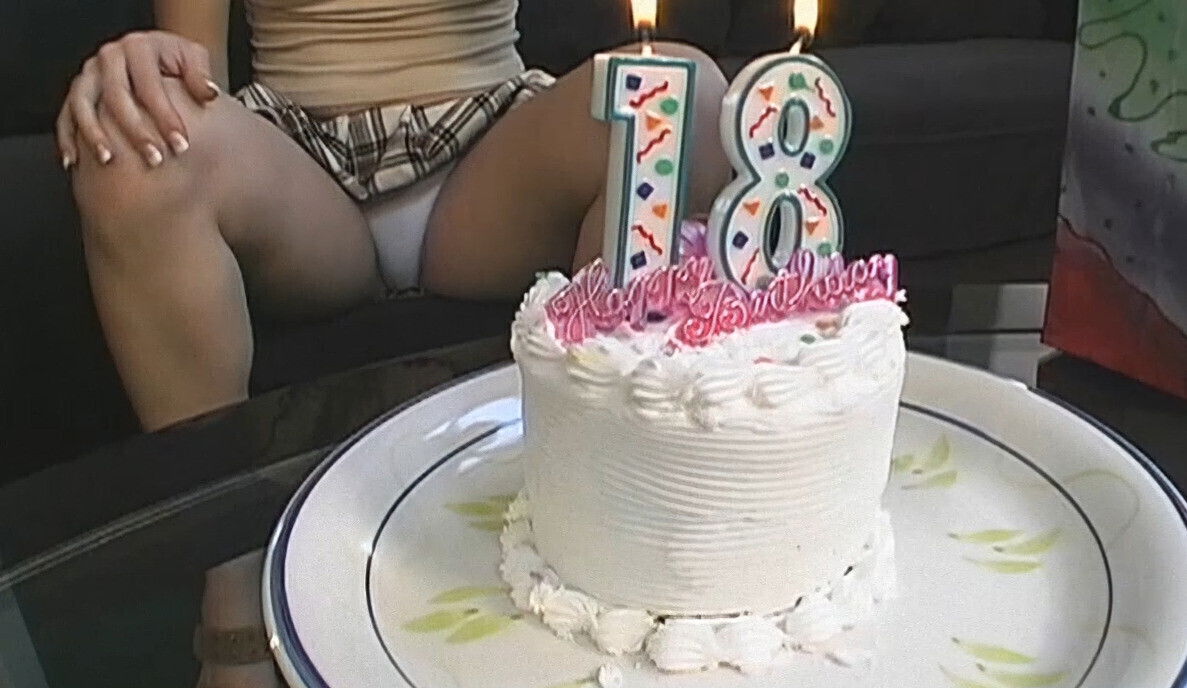 18th Birthday horny blonde gets first dildo