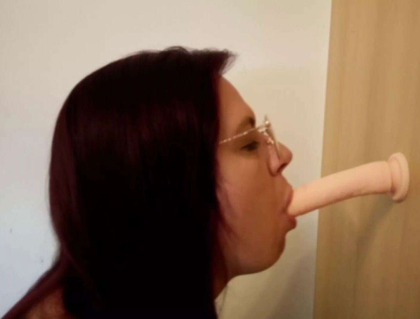 Very sloppy deepthroat destruction with fake dick choking Heel