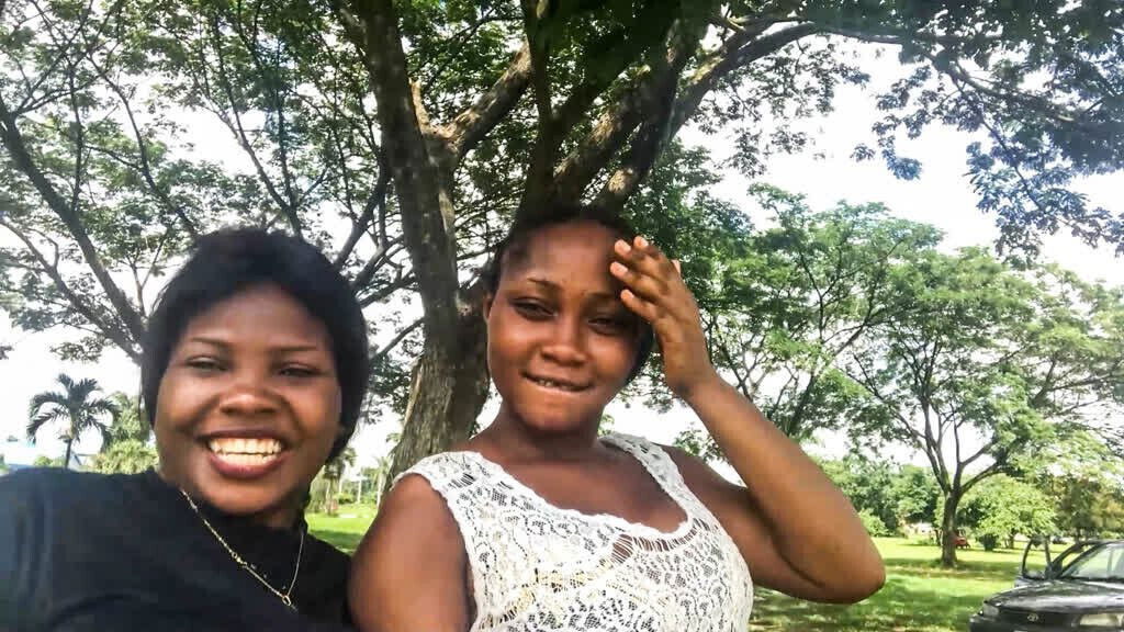 Horny black lesbians talking dirty outdoor park before