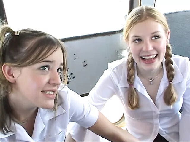 naughty schoolgirls suck driver's hard dick backseat