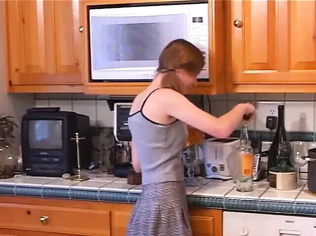 Husband wife fuck cute redheaded babysitter with small couch