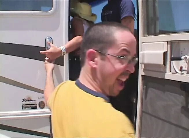 Young blonde chick hitching ride happy change midday heat desert coolness