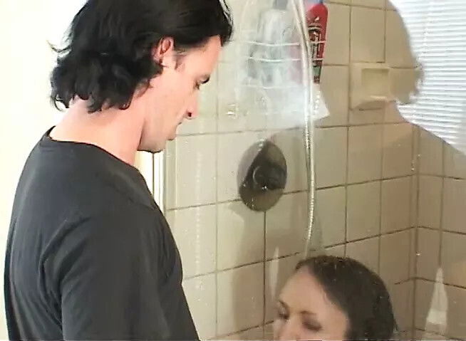 became very horny when pretty young girlfriend taking shower decided polish butt losing