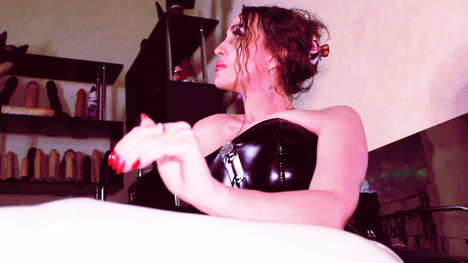 Fetish Dominatrix Milf Mistress Eva, Femdom Goddess, BDSM Dominatrix. White Leggings Heels