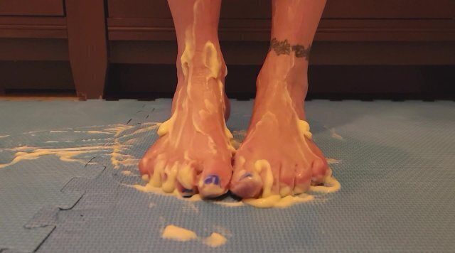Mistress Thursday getting FEET very DIRTY playing with Food MESSY FOOT FETISH