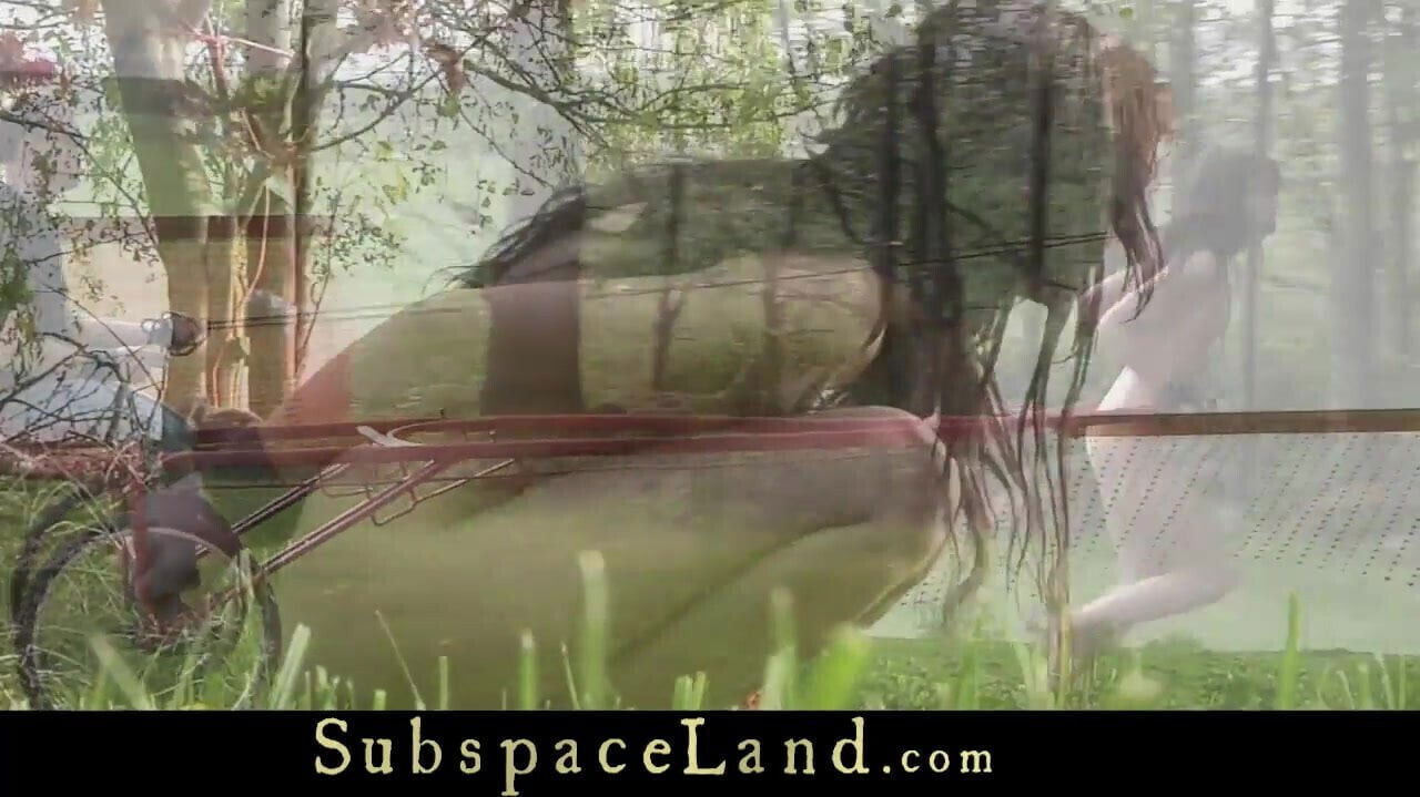 Slave teen pull cart while tied gagged