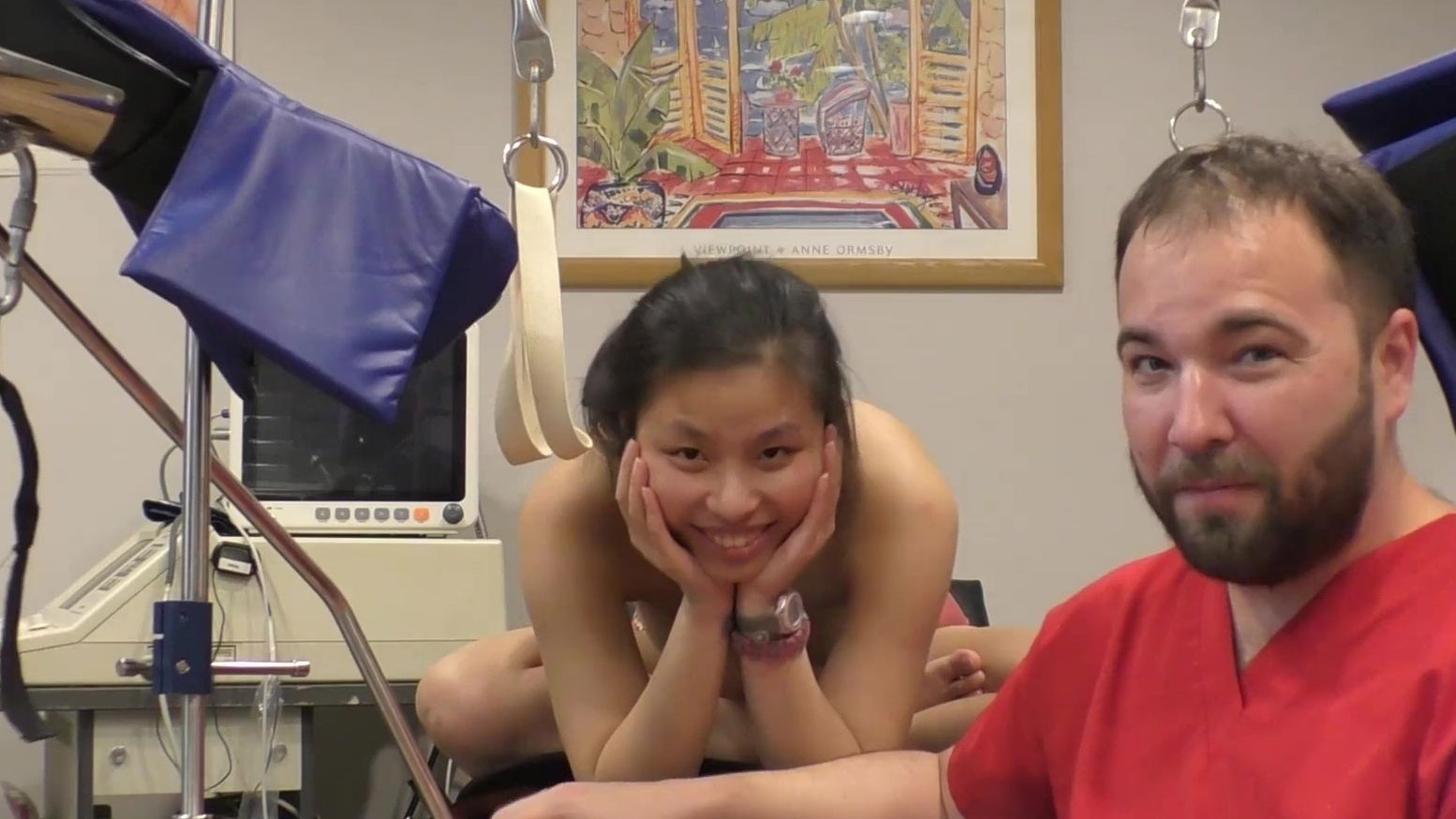 Naughty Asian comes gyno exam gets fucked with dildo