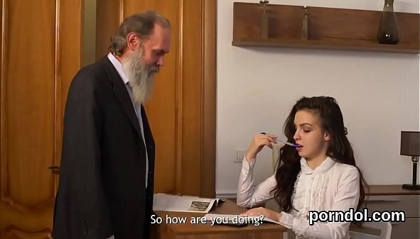 Lovesome college girl is tempted and drilled by older teacher