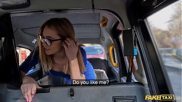 Fake Taxi Teen wearing thick rimmed glasses fucks taxi driver huge with girth
