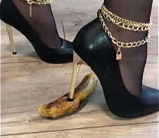 heels crush banana them