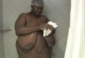 huge black boobs shower