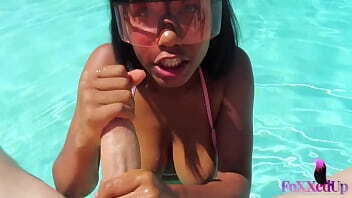 Goggles Gagging Poolside! Face Fuck Jenna Foxx Blowjob!