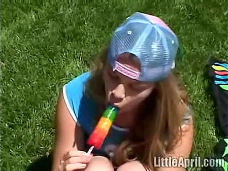 Teen rubbing clit outdoors sucking popscile Little April