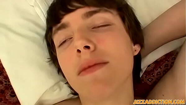 Naughty twink amateur cums himself while masturbating