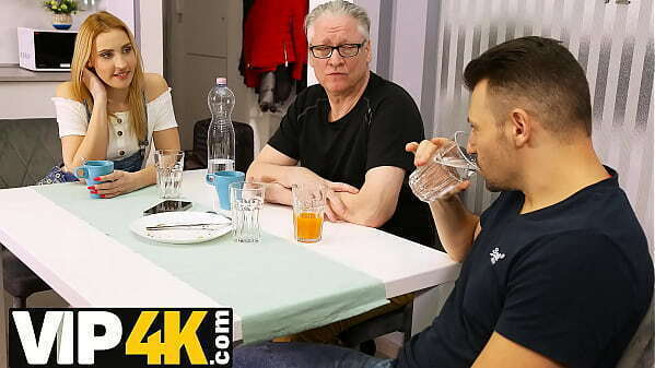 DADDY4K. Excited blonde sneaks into kitchen seduces