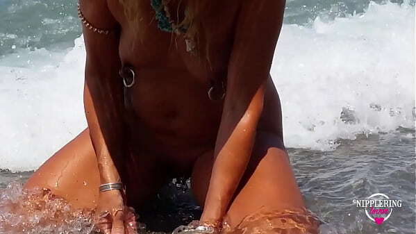 nippleringlover nude beach multiple pussy piercings extreme stretched nipple piercings