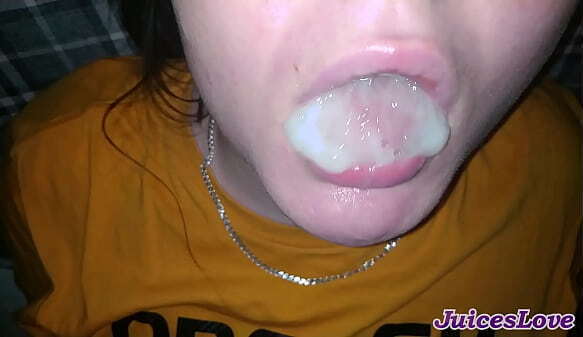 Swallowed mouthful &ndash_ close-up blowjob