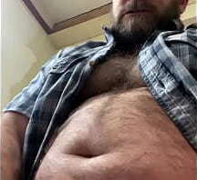 Dad with musky jock gets off at work