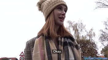 Redhead babe sucks and rides big fat cock for extra cash