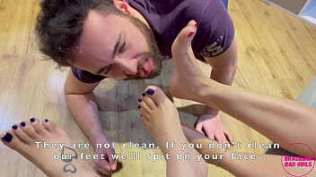 Noccioli and Geovanna'_s dirty feet worshiped and licked clean by a worthless slave