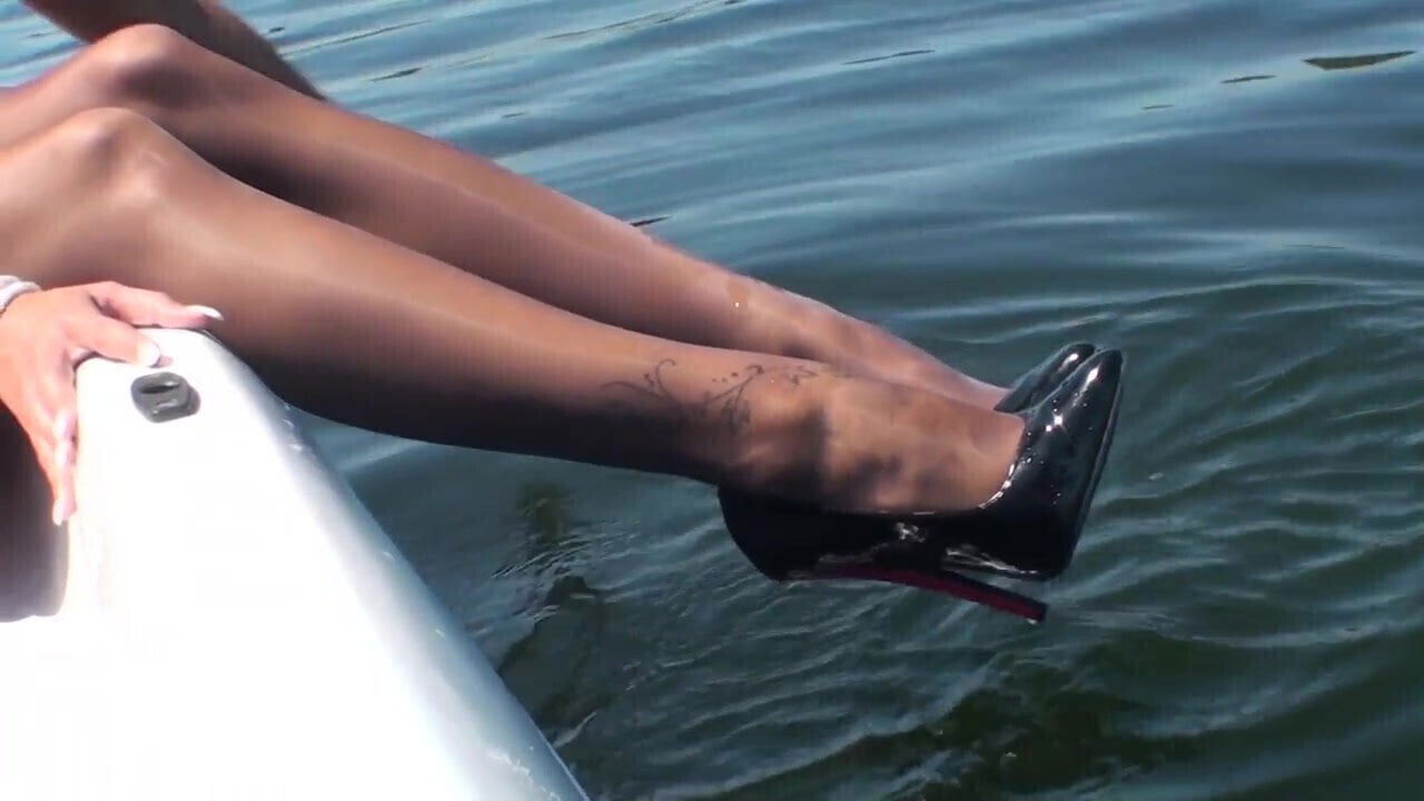 sexy girl wet pantyhose and high heels